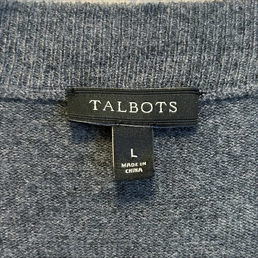 Talbots Beaded Cardigan Sweater L Gray Lambswool Blend Open Front Party Event - Picture 5 of 8